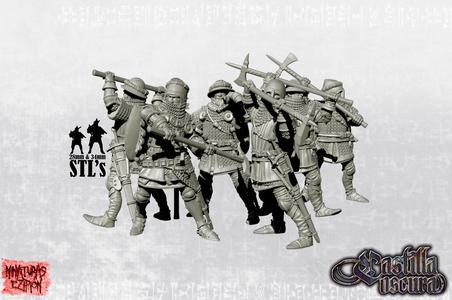 Men at arms with poleaxes
