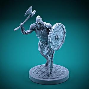 Skeleton - Heavy Infantry - Axe + Round Shield - Attack Pose
