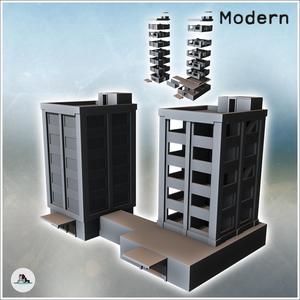 Modern double buildings with canopy base and flat roofs (22) - Cold Era Modern Warfare Conflict World War 3 RPG  Post-apo WW3 WWIII
