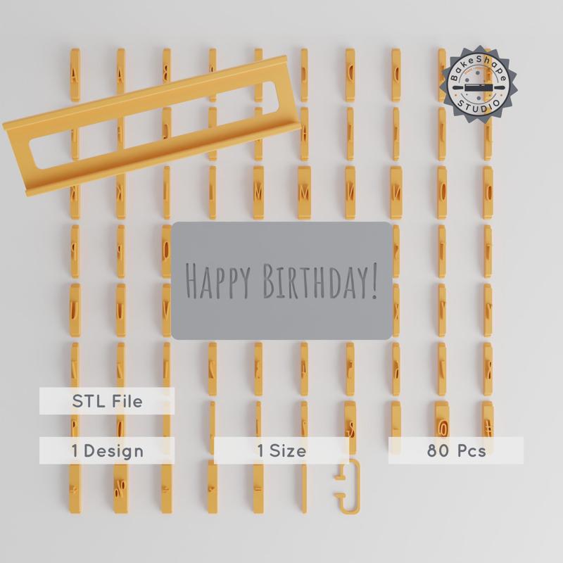 Amatic SC Bold Font Tile Set, 1/2" Size, 80 Pieces for Clay, Cookies & Fondant