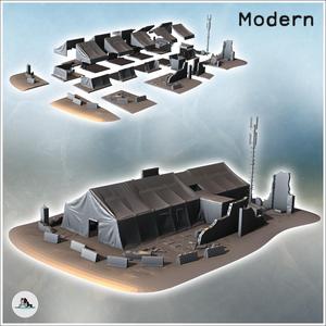 Modern medical tent with antenna and ruined walls (8) - Cold Era Modern Warfare Conflict World War 3 RPG  Post-apo WW3 WWIII