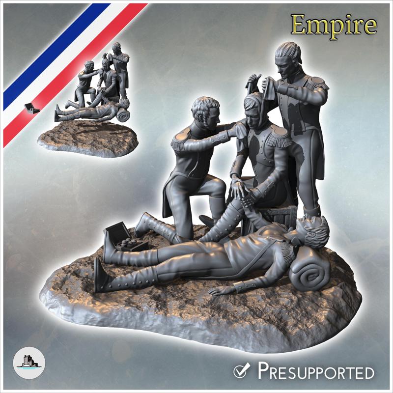 Set of four French Napoleonic infantrymen with wounded and attending physicians (14) - Napoleonic era Wars Historical Eagles France 1st 32mm 28mm 20mm 15mm