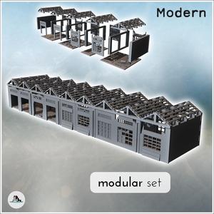 Set of damaged modular modern factories with large windows and exposed framework (34) - Modern WW2 WW1 World War Diaroma Wargaming RPG Mini Hobby