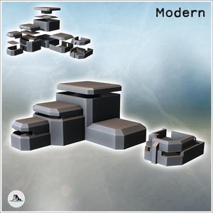 Large reinforced concrete blockhouse bunker fortification with multiple openings and floors with anti-aircraft bunker (25) - Modern WW2 WW1 World War Diaroma Wargaming RPG Mini Hobby