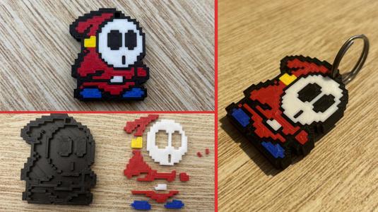 8-bit Mario Shy Guy Keychain – Easy No-Glue Assembly