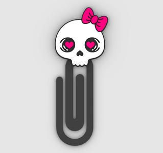 Skull Girl in Love - Paper clip, bookmark - 3MF pre-painted , STL