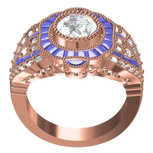 Round Diamond Bazel Setting Art Deco Engagement Ring