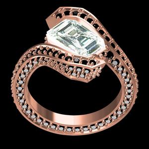 Emerald Cut Tension Setting Bypass Ring