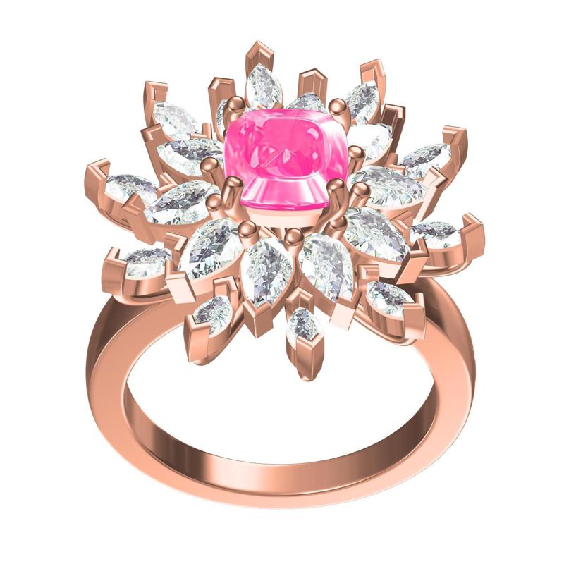 Pear and Marquise Flower Womens Ring