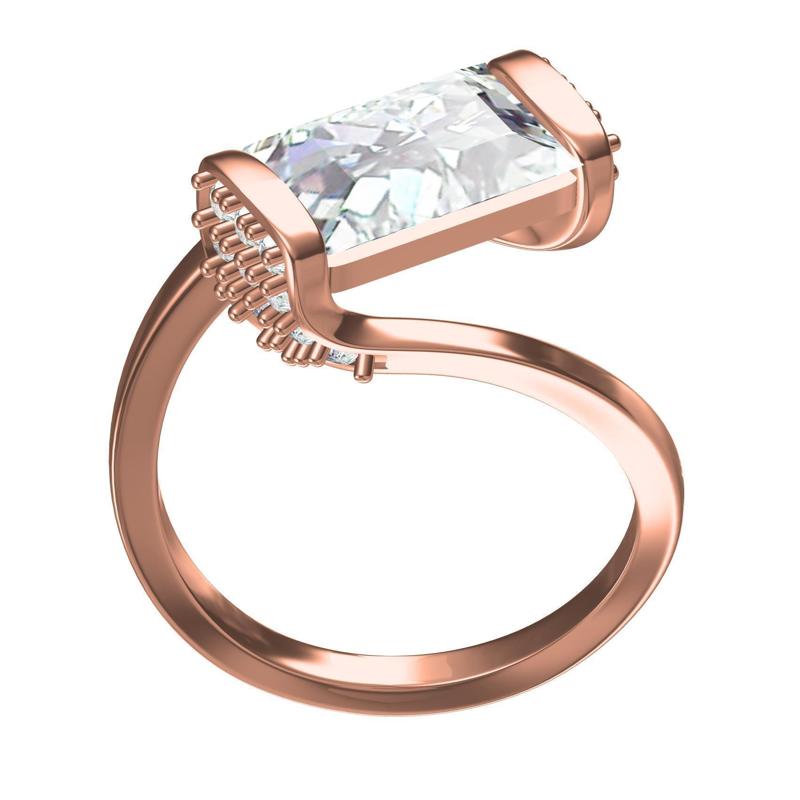 Baguette Cut Diamond Twisted Tension Setting Ring for Women