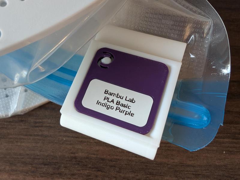 Filament Swatch Clip/Tag for Vacuum Bag
