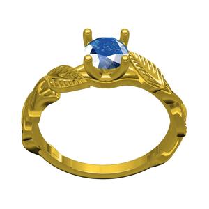 Single Diamond Leaf Solitaire Engagement Ring