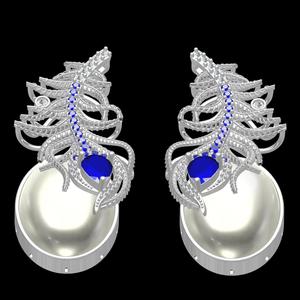 Antique Peacock Feather Pearl Drop Earring