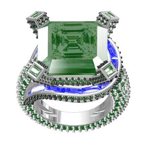 Green Emerald Stone Cocktail Ring