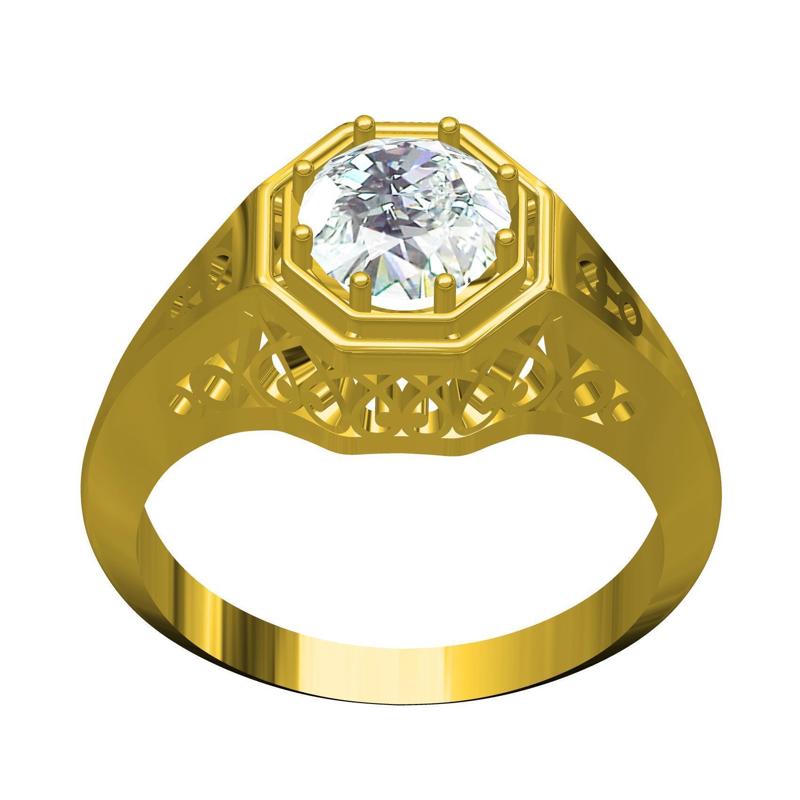 Single Round Stone Art Deco Engagement Ring