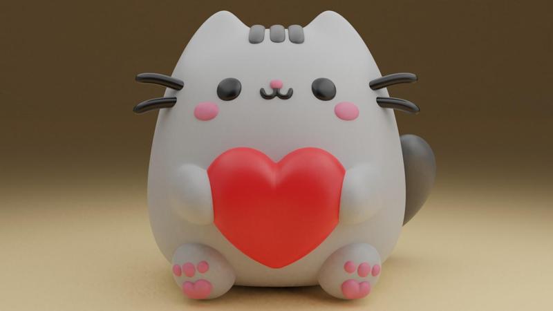 Valentine cat figure