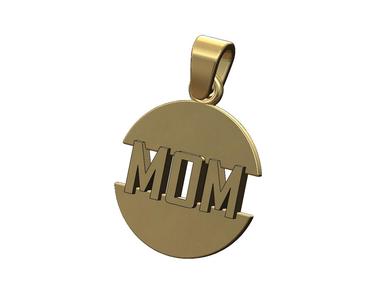 Mom split round pendant with bail 3D print model
