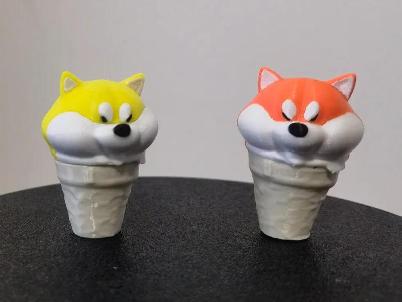 Shiba Inu Ice Cream Cone Refrigerator Magnet, Shiba Inu Ice Cream Cone Figurine, Print in Parts, No AMS Required
