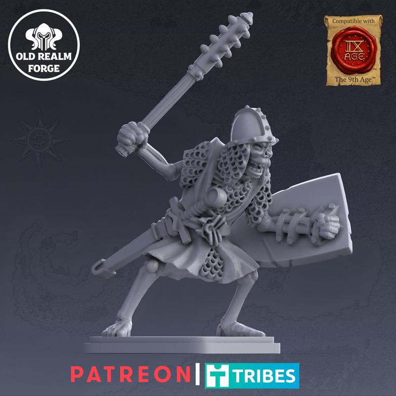 FREE STL - Undead with Knobbed Mace and Shield