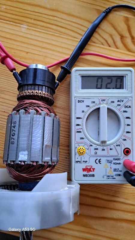 Makita rotor test support using multimeter
