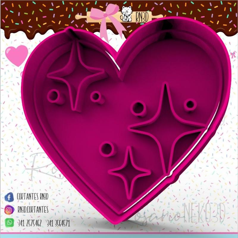 CORAZON BRILLANTE cookie cutter - bright heart cookie cutter