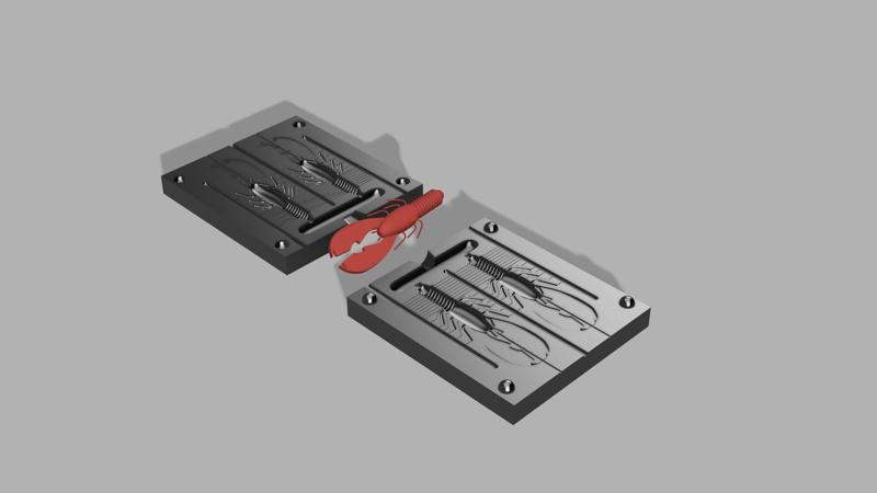 Fishing lure mold 4 inch black bass insect 3D STL file for 3D Print