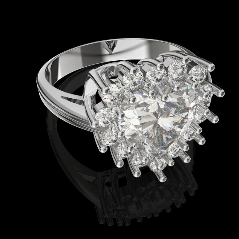 Printable STL jewelry engagement ring gem heart 10x10mm 4.58ct