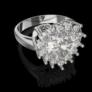 Printable STL jewelry engagement ring gem heart 10x10mm 4.58ct