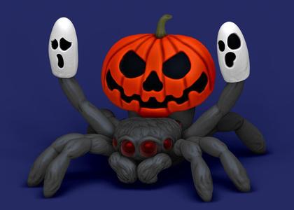 Halloween pumpkin peacock spider