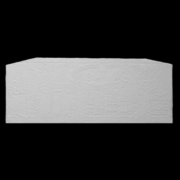 Reclined Ashurbapinal and percussionists