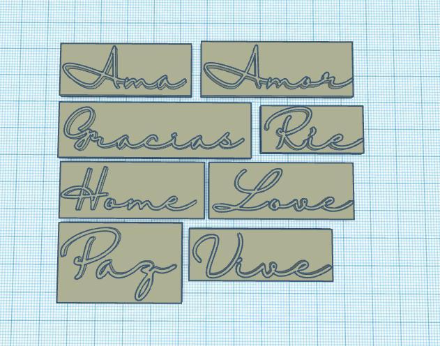 Stamps Words (Love, Love, Live, Laugh, Peace, Love, Home, Thank You)