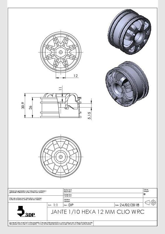 RC 1/10 Hexa 12 mm replica Clio 