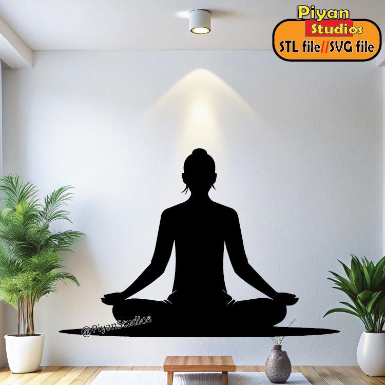 Morning yoga wall art svg, STL file