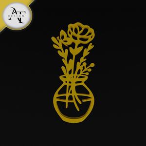 Flower in vase - Line Art - 2D Wall Art Decor