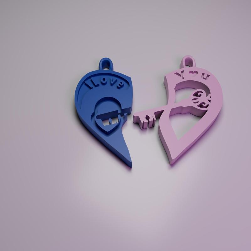 NECKLACE/KEY CHAIN 3D PRINTING LOVE