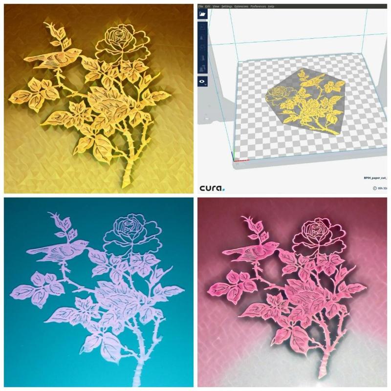 Paper Cut Flower and Bird 
