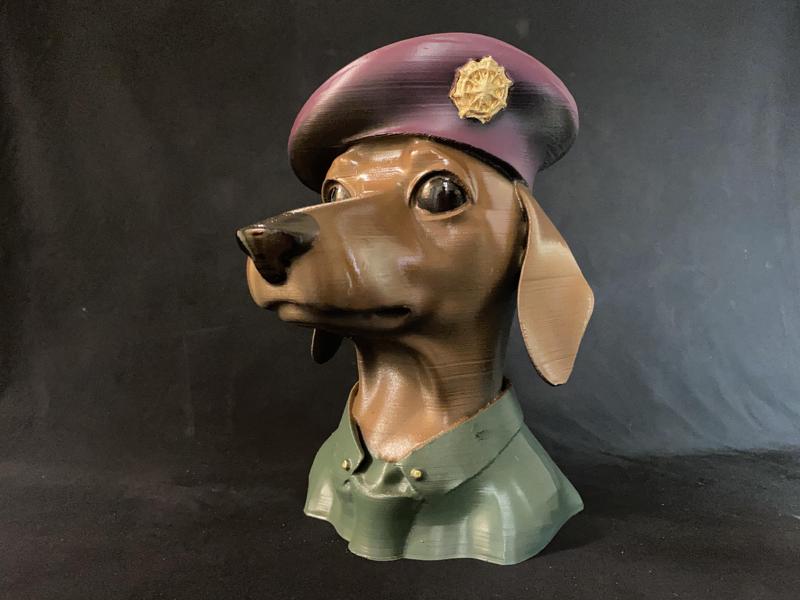 Royal Army Dachshund Headphone Stand - Sergeant Major Nibbles, Dogs with Jobs Series - Unique Dog Decor, Military Desk Accessory, Gift