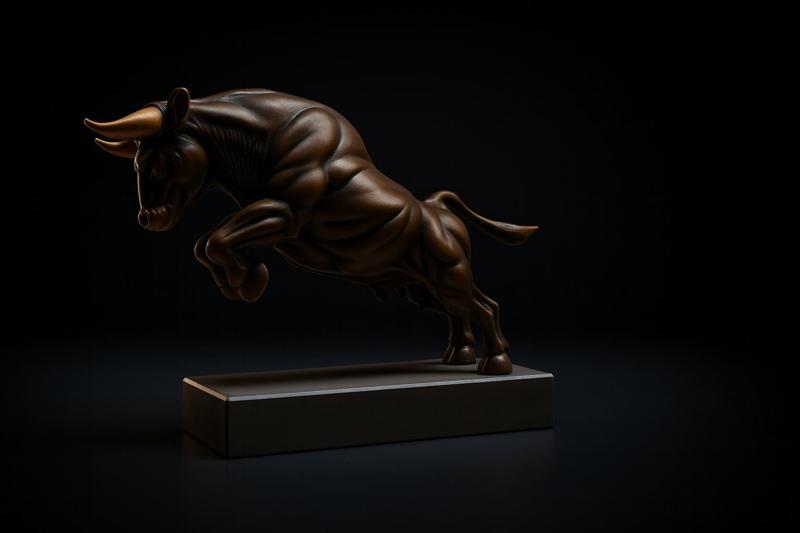 Bronze Bull Statue – Powerful Charging Bull Figurine, Strength and Prosperity Home Decor, Stock Market Bull , Desk Ornament Sculpture