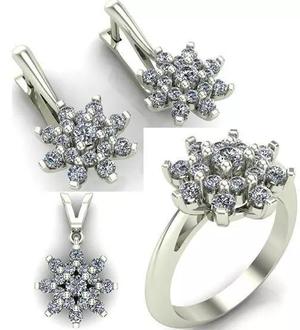 WOMAN SET RING EARRINGS AND PENDANT 3D Model Collection