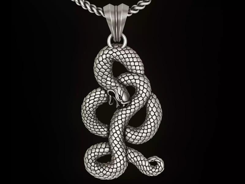 Snake Pendant  Sculpture jewelry gold necklace
