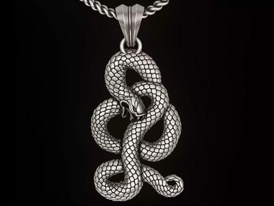 Snake Pendant  Sculpture jewelry gold necklace