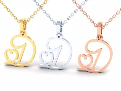 D  VALENTINE PENDANT  HANDMADE FONT