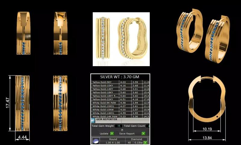 Diamond Hoops Earrings 3D print model 3D Model Collection