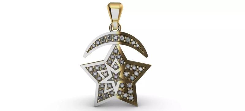 Moon and Star Pendant