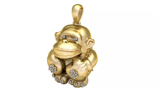 MONKEY ANIMAL PENDANT 3D PRINTABLE MODEL