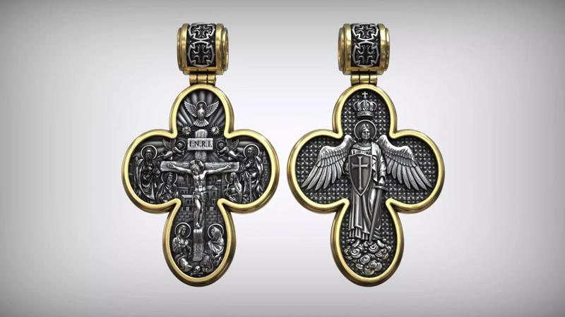 Four Leaf Clover Medal Christian Catholic Double Sided Cross