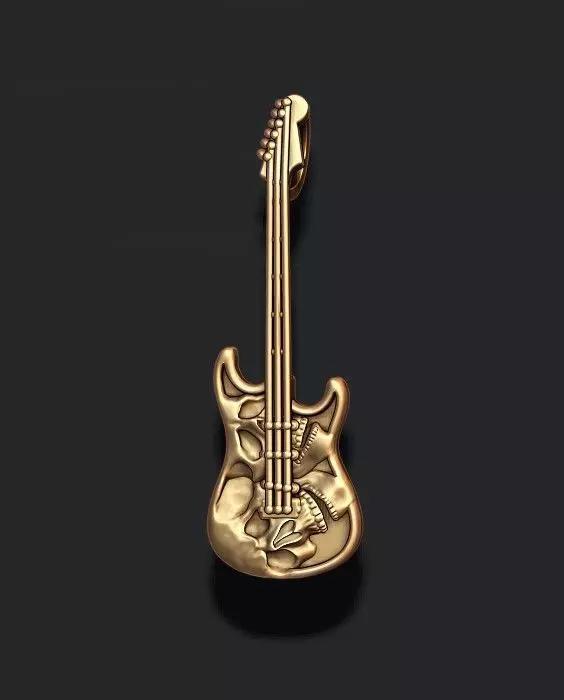skulls on guitar pendant