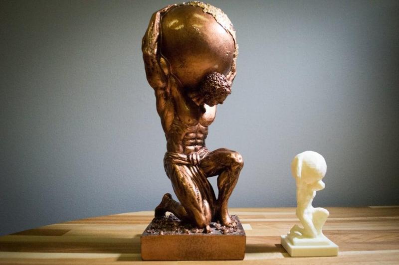 Scanned statue of Atlas holding the world