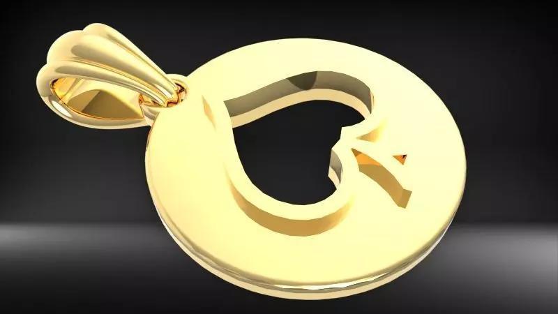 Ace of spades playing card round pendant with bail Jewelry