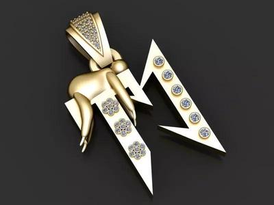 ALPHABET M STYLE PENDANT 3D PRINTABLE MODEL